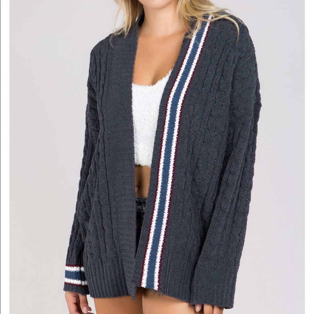 LAST1️⃣Varsity Chenille Charcoal Cardigan - Picture 4 of 8